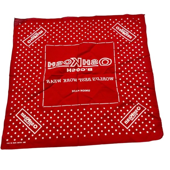 Oshkosh B Gosh Handkerchief Red White Cotton Biker BANDANA Hanky Pocket Square - Picture 2 of 4